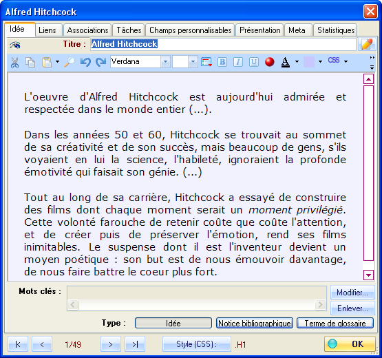 Fig 4.12 : Onglet Idées 